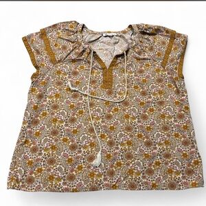 DR2 Peasant Boho Floral Blouse Size XL